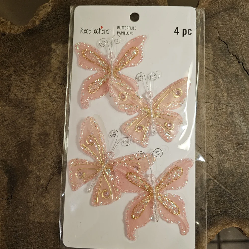 Recollections Pink Sparkly Butterflies & Kawaii Pals Candle Set - Pink and White